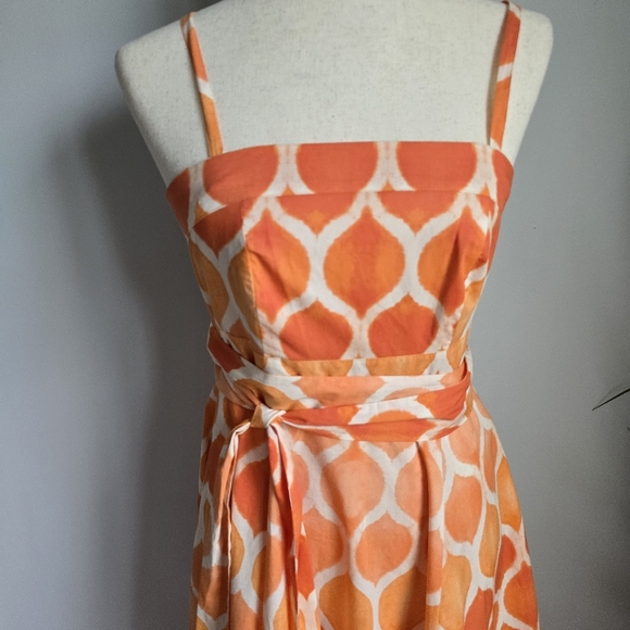 Anthropologie, New, Maeve Freya Coral Poplin Fit & Flare Midi Sun Dress, Size 6 - Picture 5 of 15